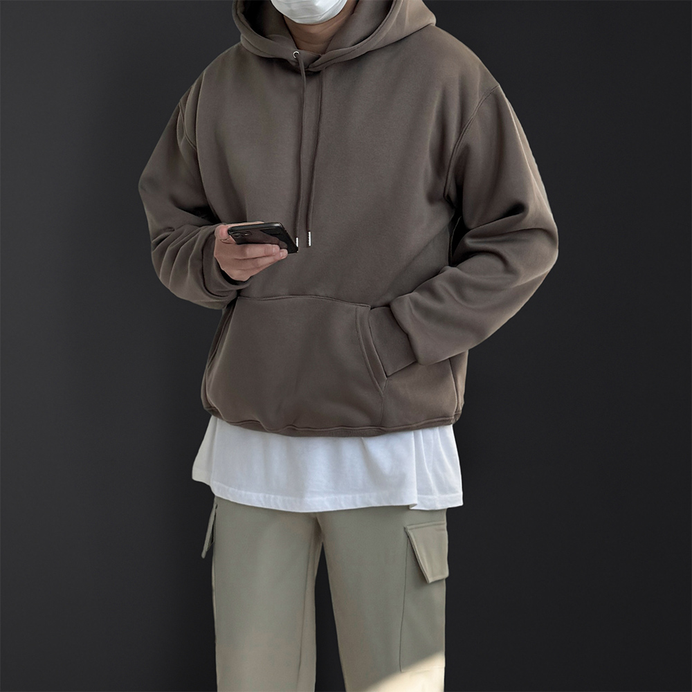 1+1 남자기모후드티 피그먼트 무지후드티 - 상세 이미지 3