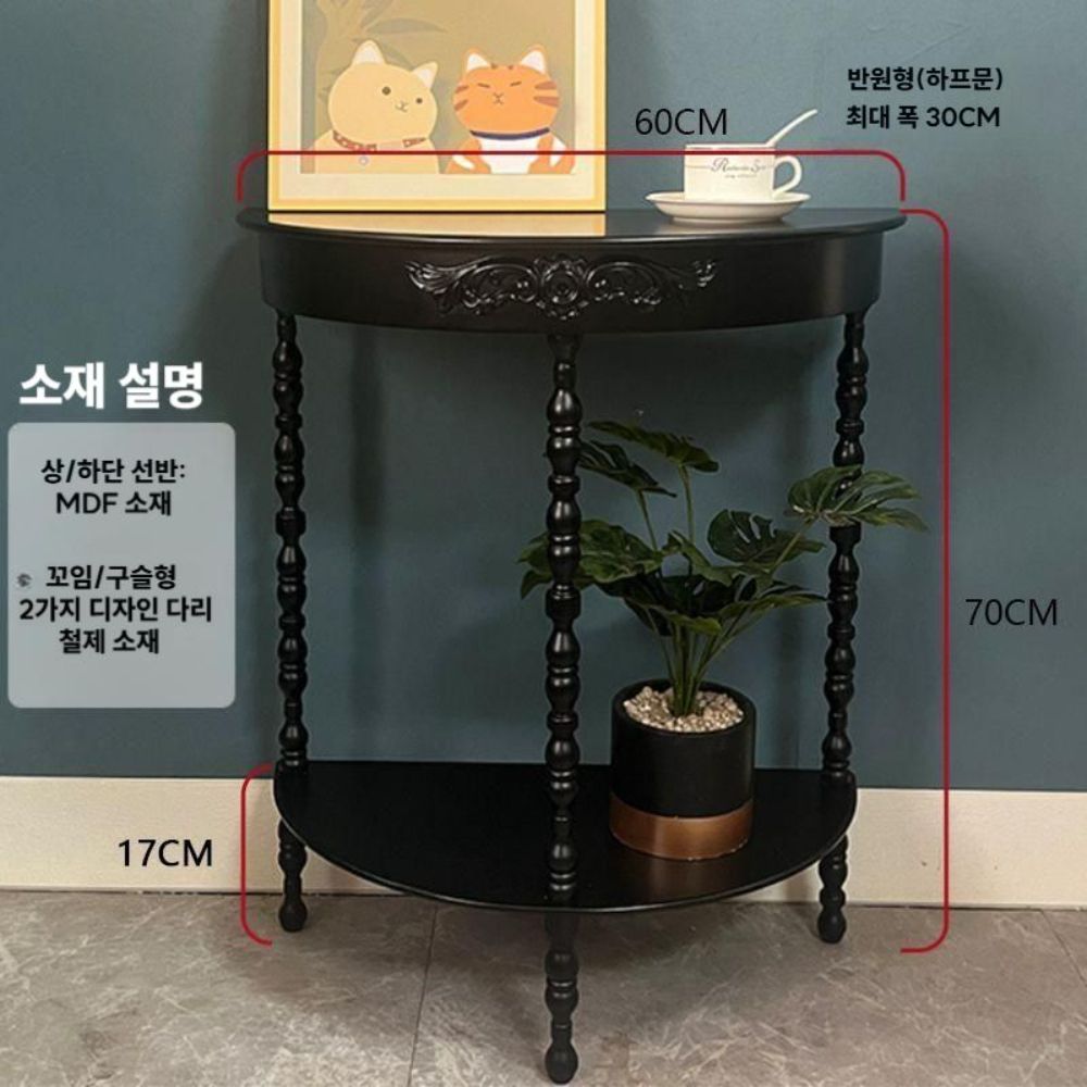 폭좁은콘솔 북유럽 엔틱콘솔 복도 현관 장식장 화이트 꼬임다리 조립식 - 상세 이미지 3