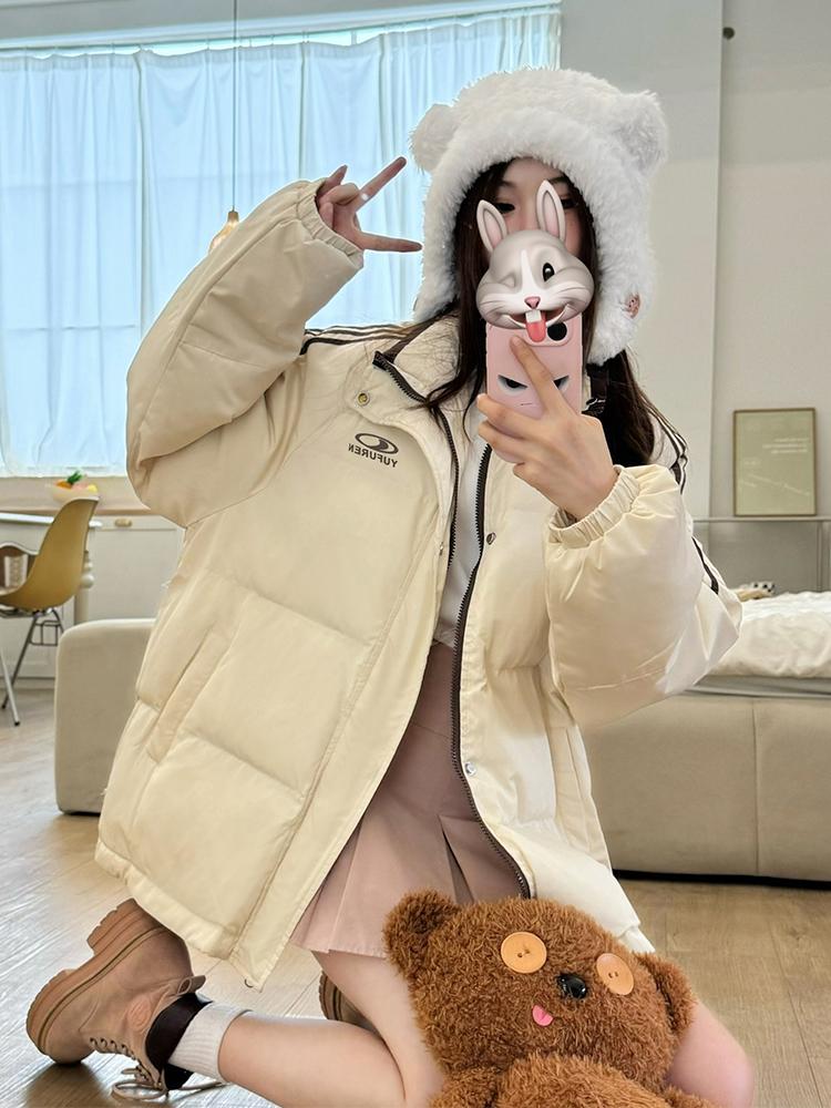 여성 겨울 삼선 패딩 자켓 두꺼운 숏 따뜻한 보온 외투 - 상세 이미지 4