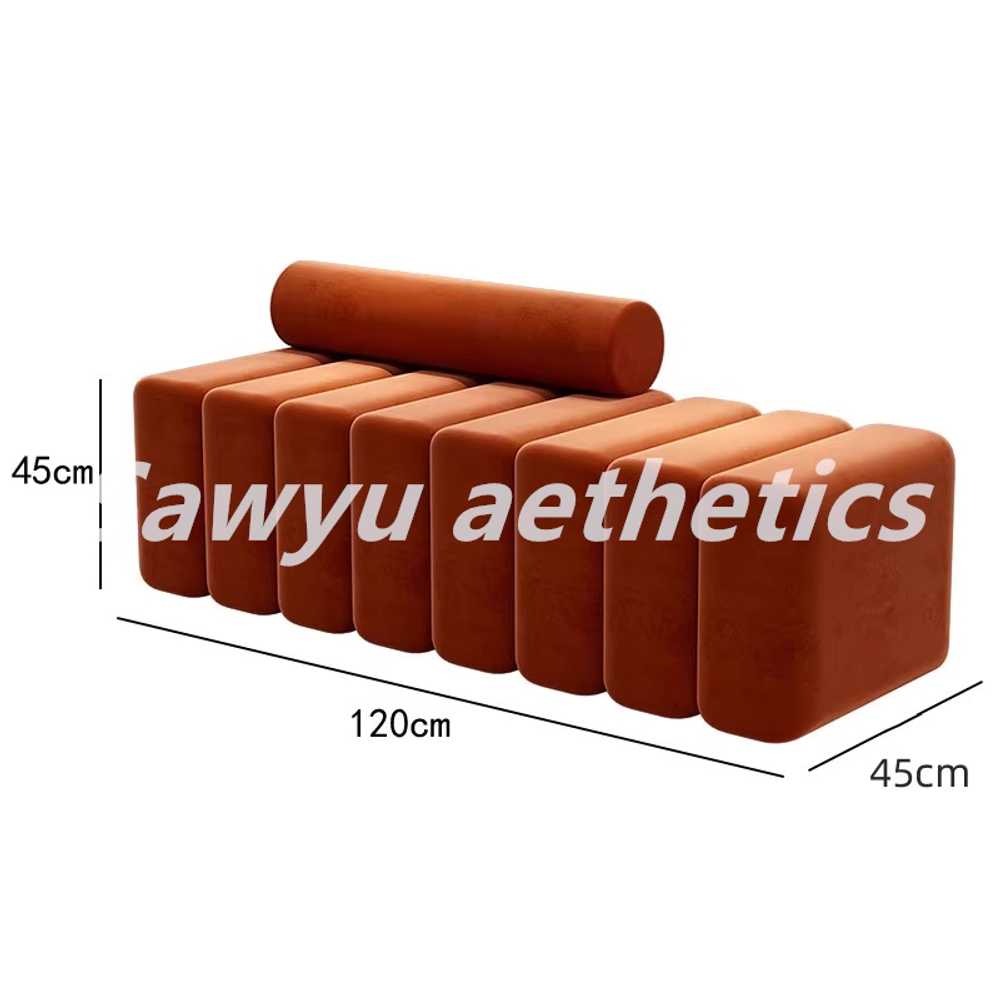벨벳 스툴 독특한 벤치 사각 디자인 유니크 가게 카페 120cm 이미지 7