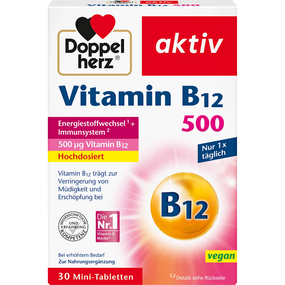 도펠헤르츠 비타민 B12 500마이크로그램(µg) 먹기편한 미니정제 30정 - 상품 이미지