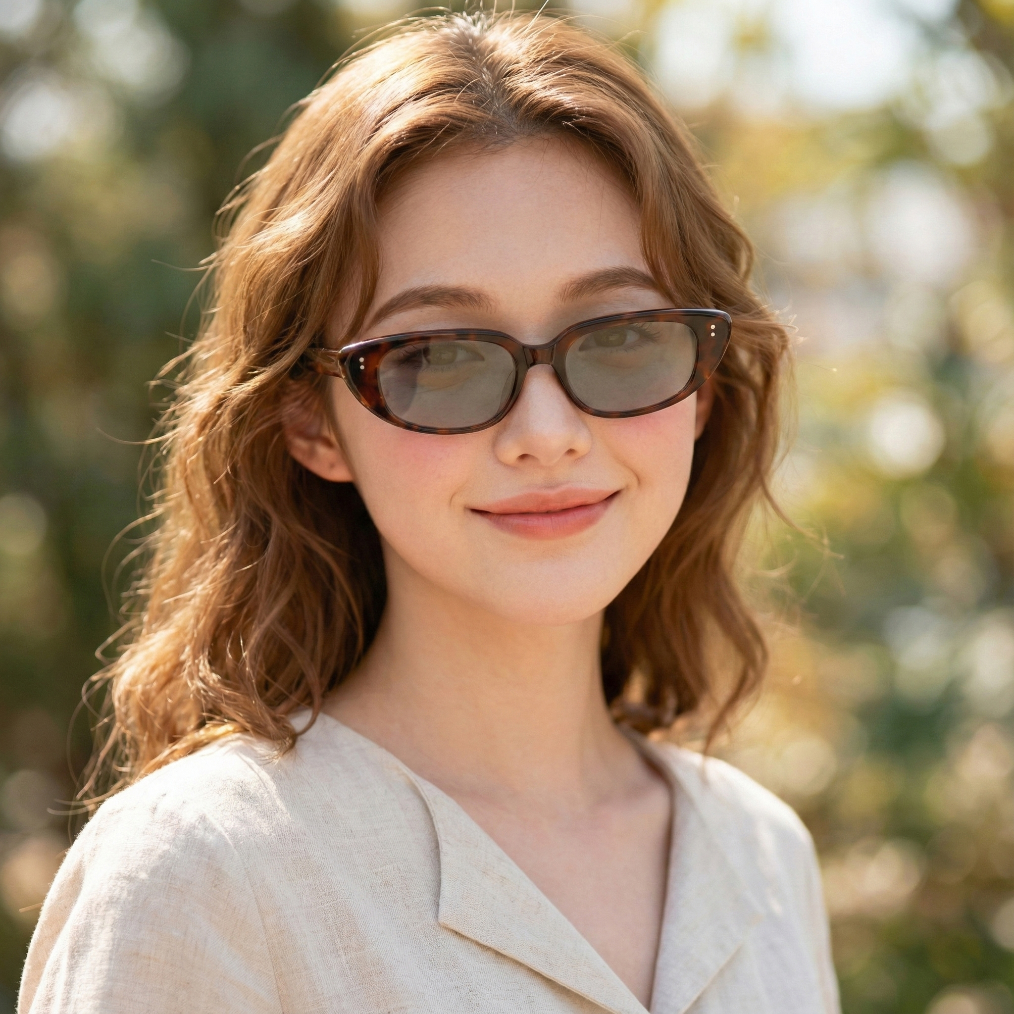 레오파드 캣츠아이 자외선차단 오벌형 긱시크 틴트 선글라스