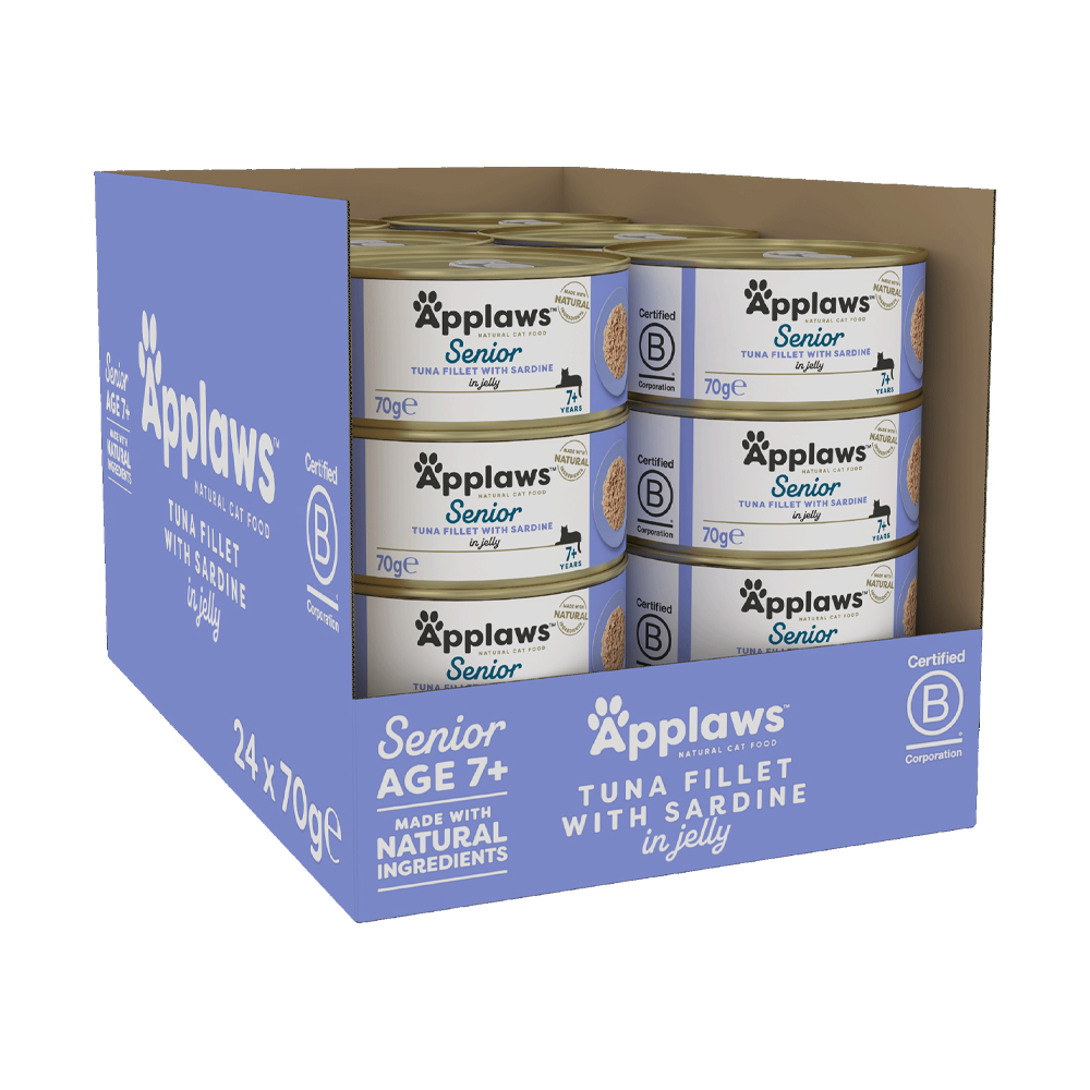 어플라우즈 고양이 캔 젤리 시니어 참치와 정어리, 70g, 24개