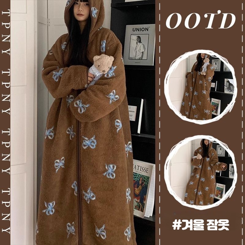 롱 후리스 입는 담요 겨울 블랭킷 전신 랩형 홈웨어 사진 색상 고품질 버전 수건 없음 - 상세 이미지 2
