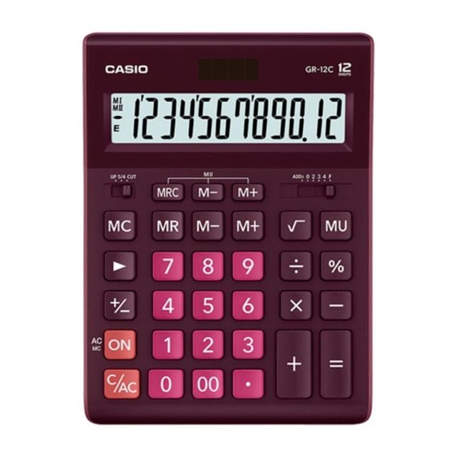 카시오 컬러계산기 GR-12C WR 와인 - 상품 이미지