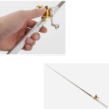 초보 낚시 바다 민물 캠핑 휴대용 미니 펜 낚시대 93cm 실버