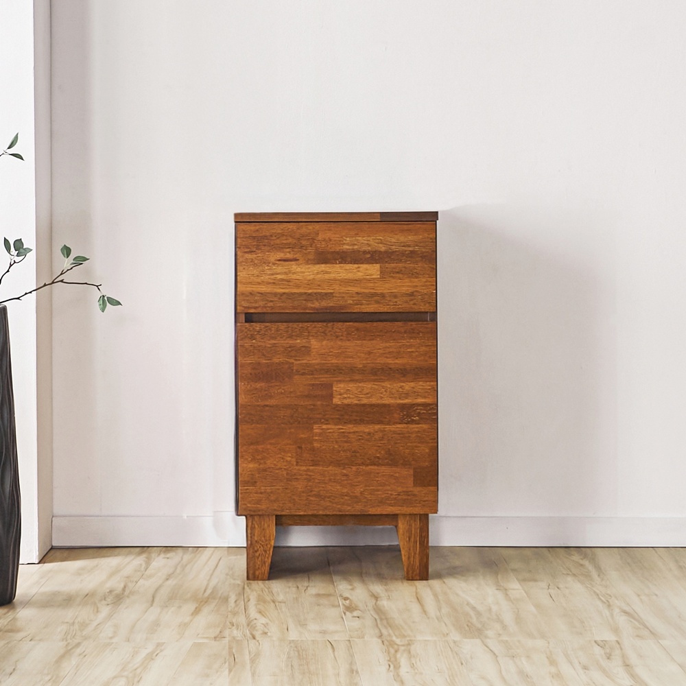 베르간 침대옆 틈새수납장 높은 폭좁은 안방 슬림 미니수납장 413x400x745mm, 2단, 멀바우 - 상세 이미지 2