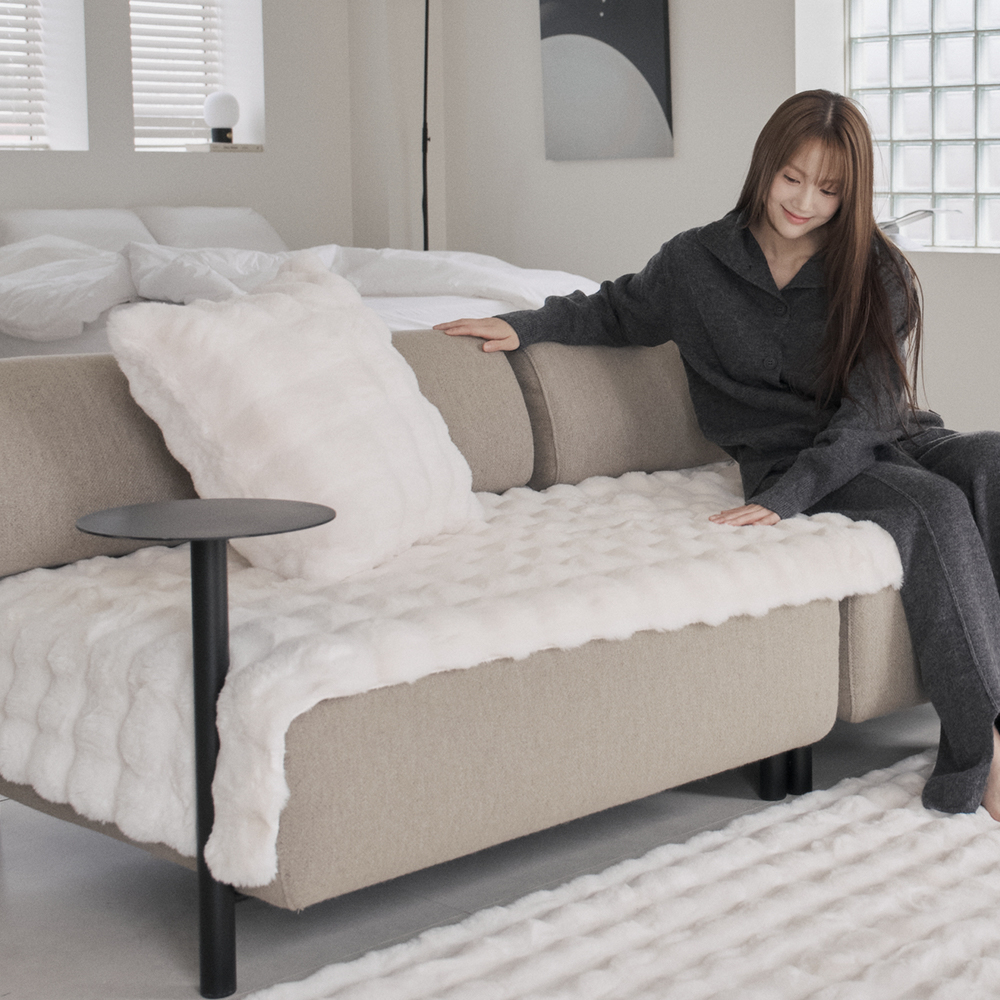 몽글몽글 밍크 라떼 쇼파패드 러너 극세사 겨울 소파커버 덮개 70x180