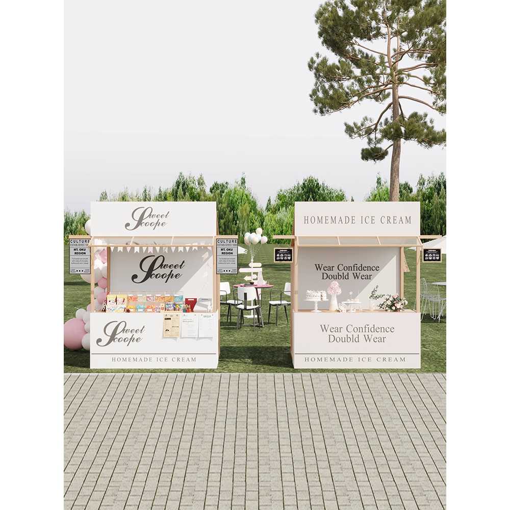 휴대용 접이식 매대 플리마켓용 조립식 진열 테이블 150cm / 레드 + 화이트 - 상세 이미지 3