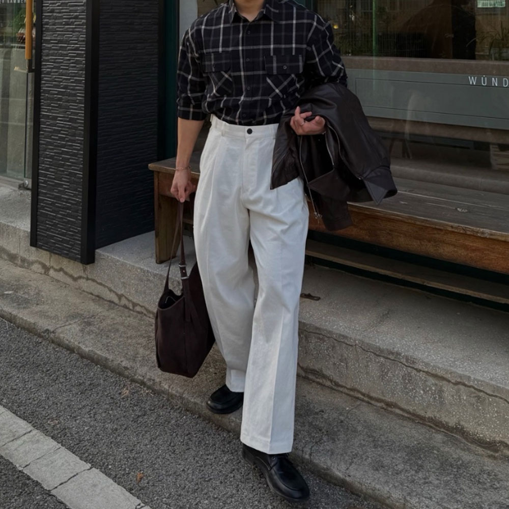 아웃핏 남자 페어 투포켓 체크 셔츠 2color 이미지 8