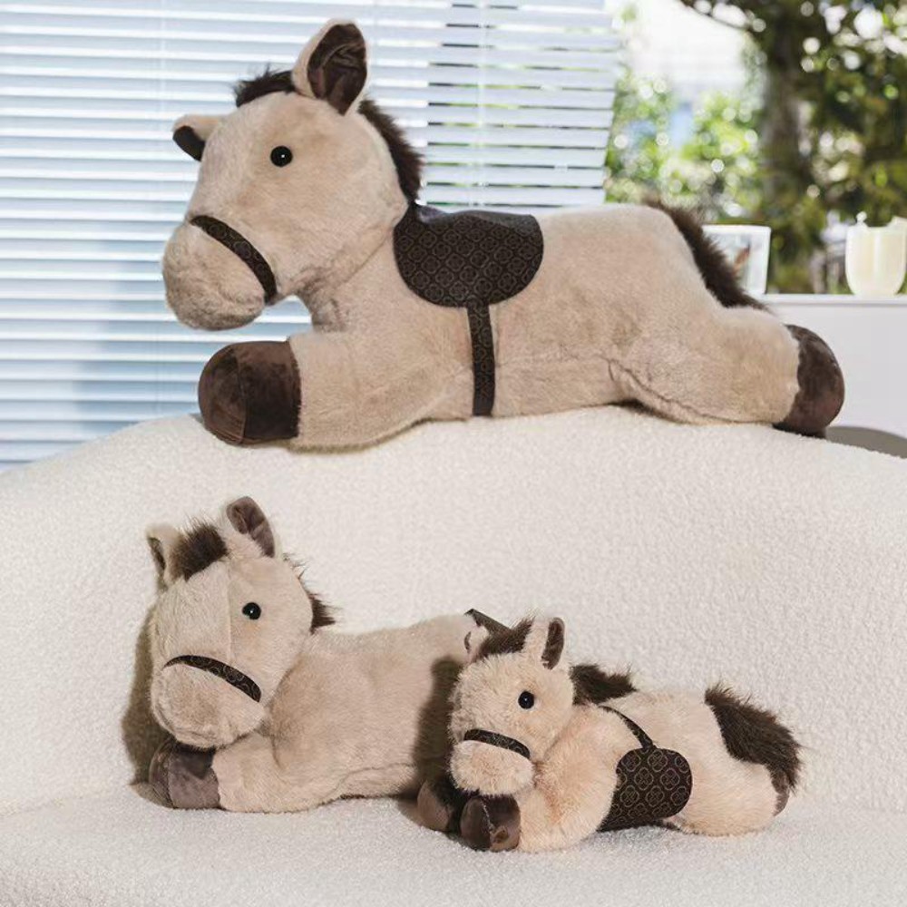 귀여운 작은 말 인형 베개 선물용 모양 브라운 30cm - 상품 이미지