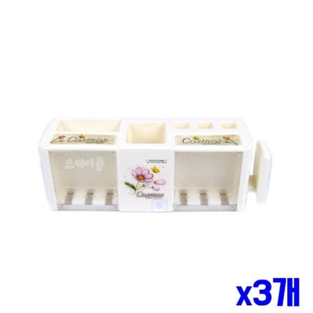 화이트 벽걸이 칫솔걸이 대 x3개 칫솔꽂이 칫솔보관 - 메인 이미지