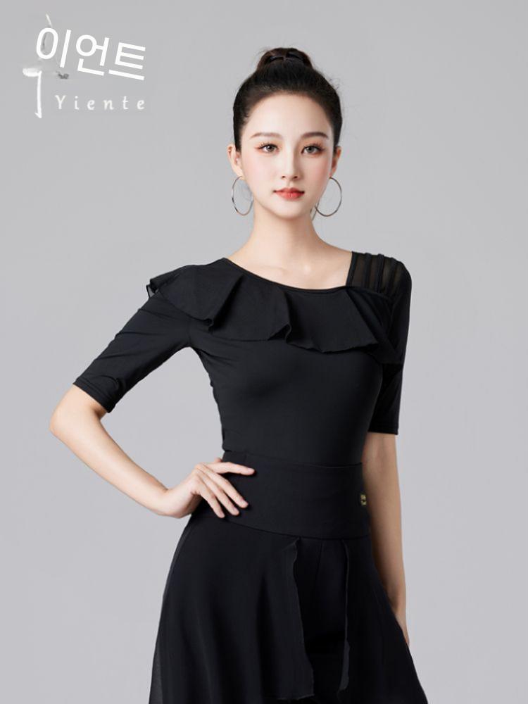 라인댄스 상의 티셔츠 상하의 세트 하의 긴팔 대회 색상 블랙 크기 S - 상세 이미지 3