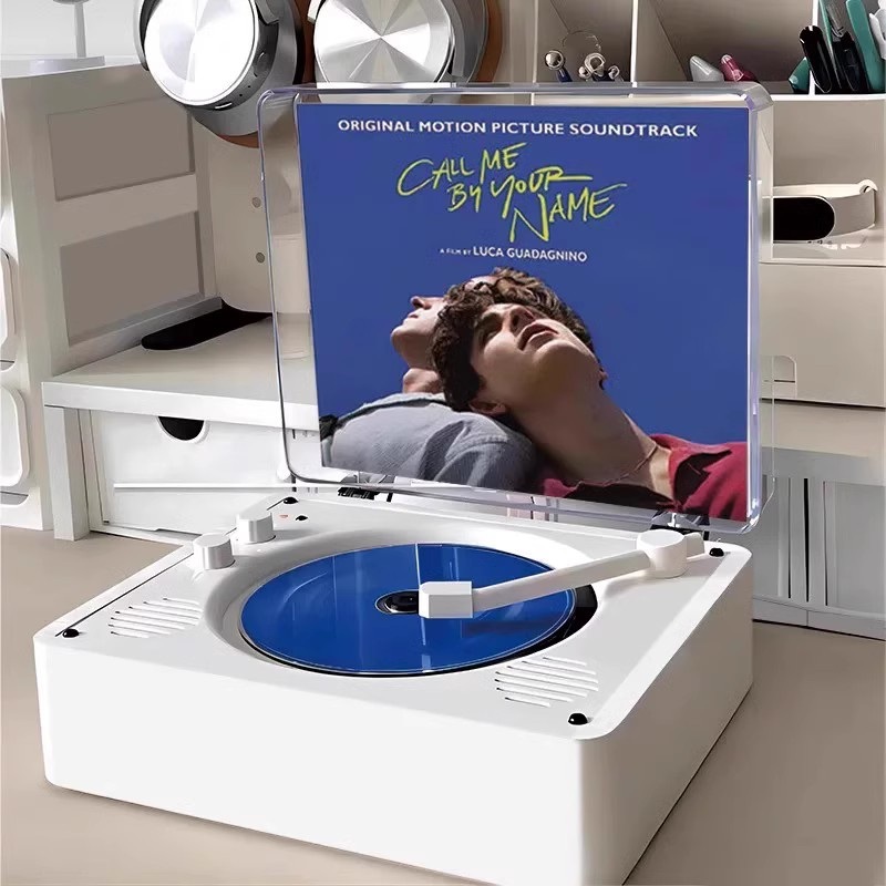 CDP 스피커 턴테이블 빈티지 레트로 감성 블루투스 시디플레이어 일체 스탠다드 우드 화이트 - 상세 이미지 5