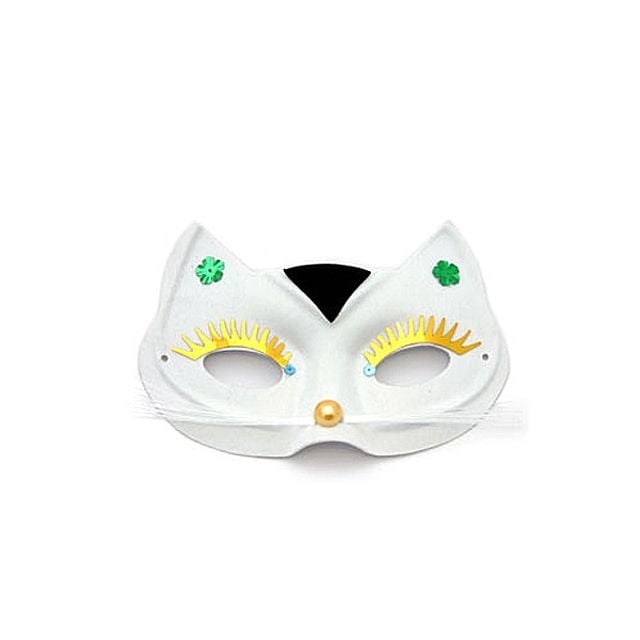 고양이 눈 가면 화이트 할로윈 파티 클럽 용품 소품 - 상품 이미지