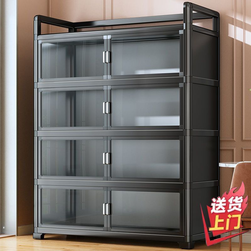 베란다 철제 다용도 수납장 캐비넷 캐비닛 창고 틈새 야외 60x40x76 투명 3층 도르래 - 상세 이미지 3