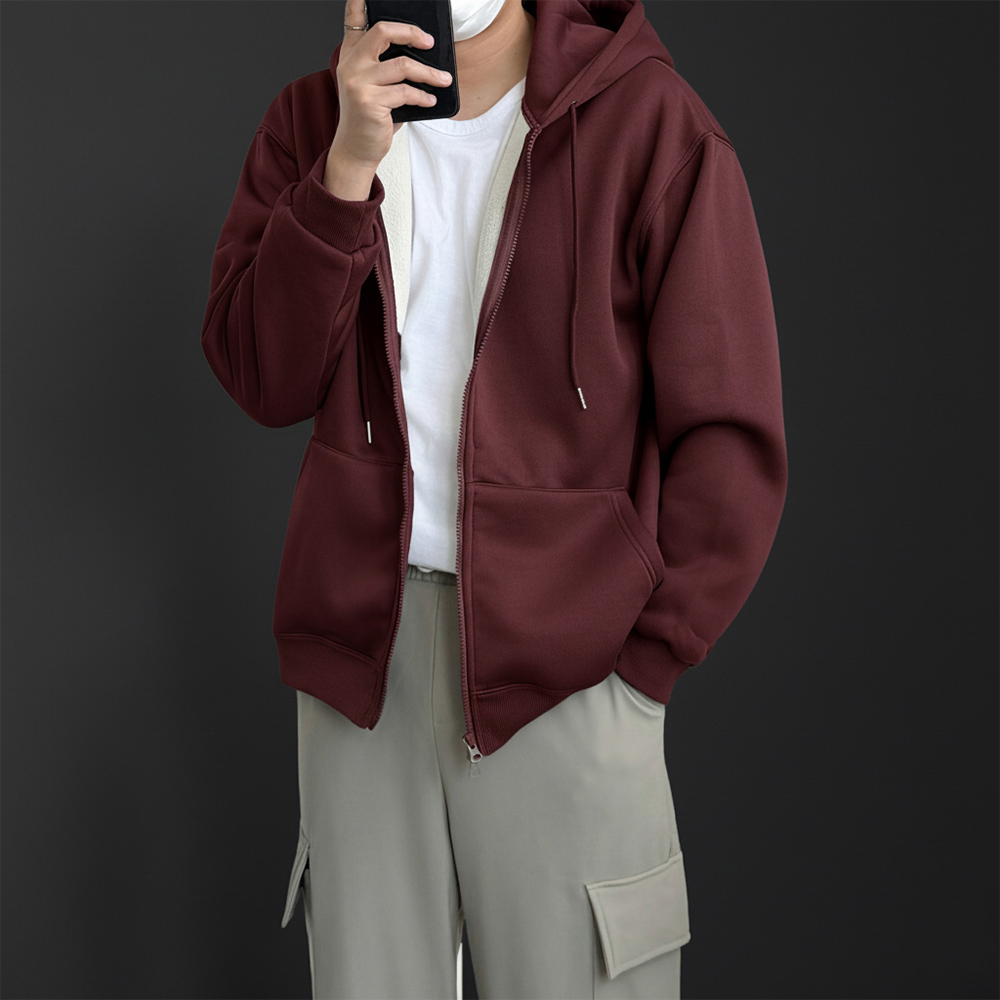 남자기모후드집업 피그먼트 남자오버핏후드집업 - 상세 이미지 5