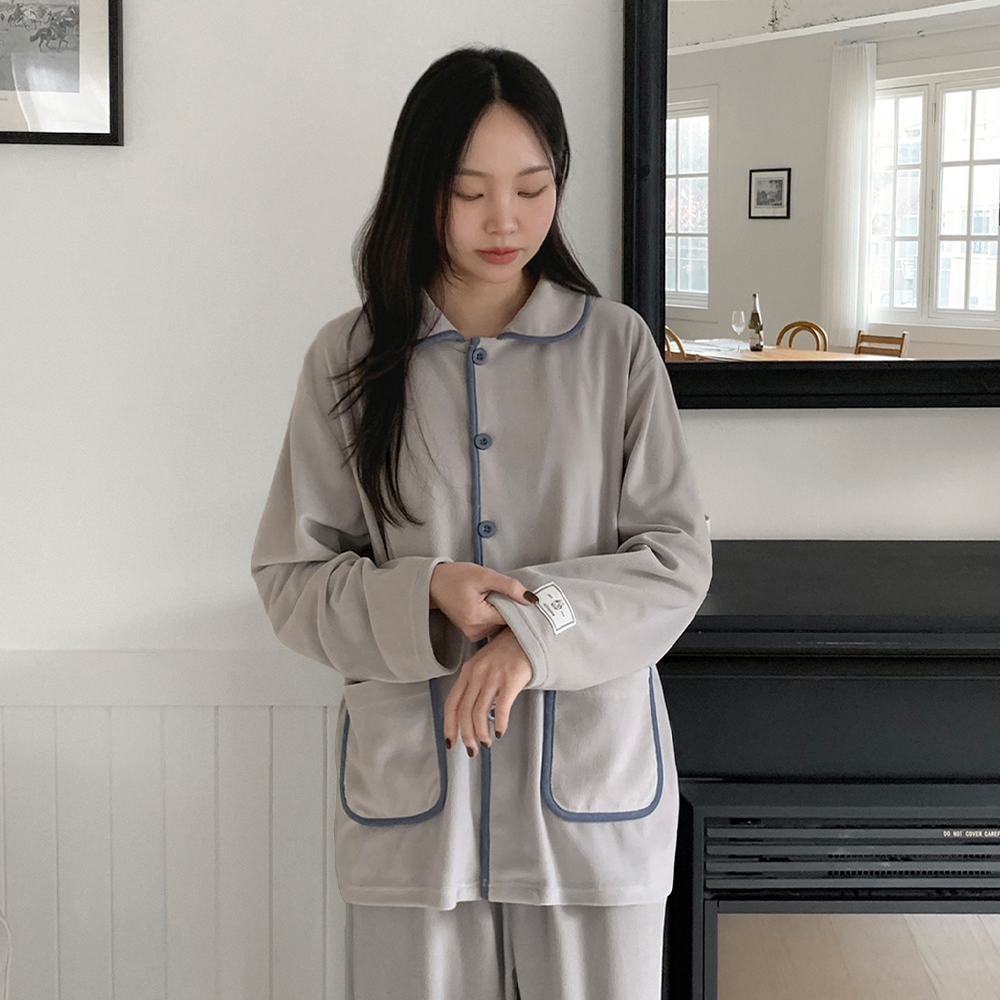 허그 웜모어 긴팔 기모 커플파자마 크리스마스 남녀공용 잠옷세트 - 상세 이미지 4