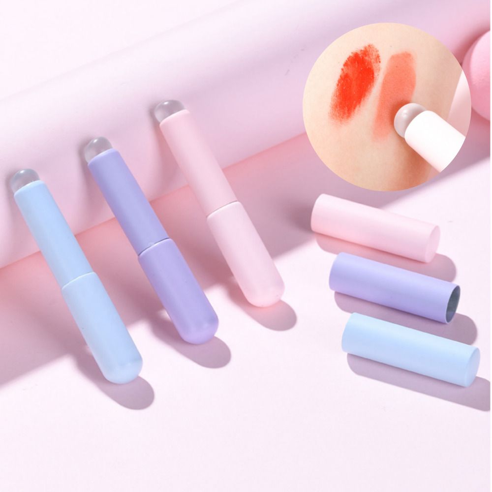 핑거팁 실리콘 립 브러쉬 휴대용 스머징 브러시 붓 솔 핑크 - 상품 이미지