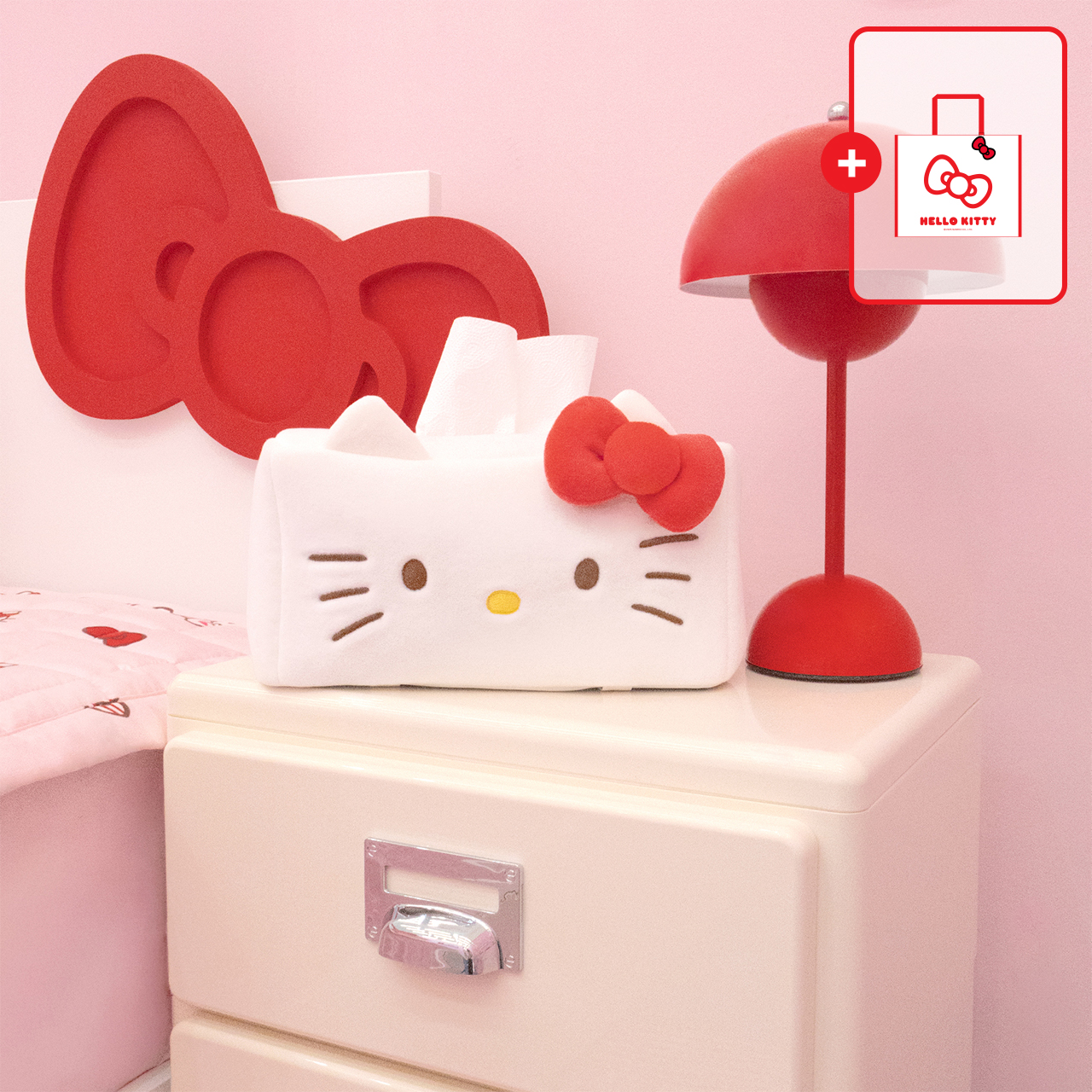헬로키티 티슈커버 레드클래식
