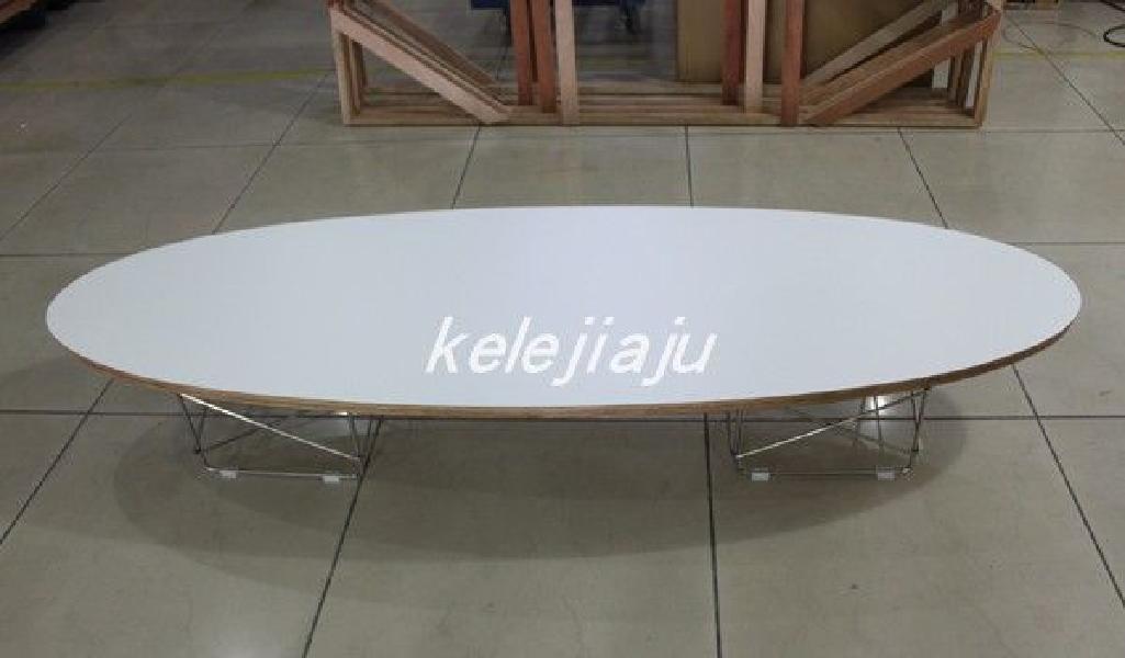 서핑보드 거실 티 원목 커피 임스테이블 타원형 티테이블 180x60cm 물푸레 원색+은색 다리 - 상세 이미지 2