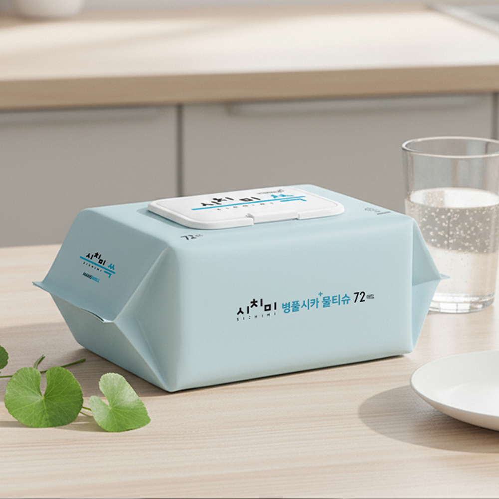 시치미 쓱 병풀시카 플러스 대용량 아기물티슈 캡형 72매 10팩 70g