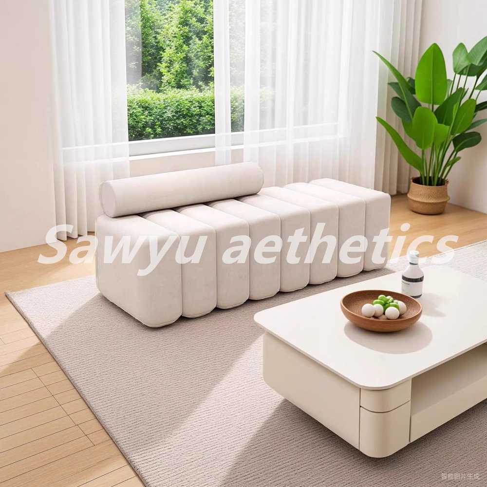 벨벳 스툴 독특한 벤치 사각 디자인 유니크 가게 카페 120cm - 상세 이미지 3