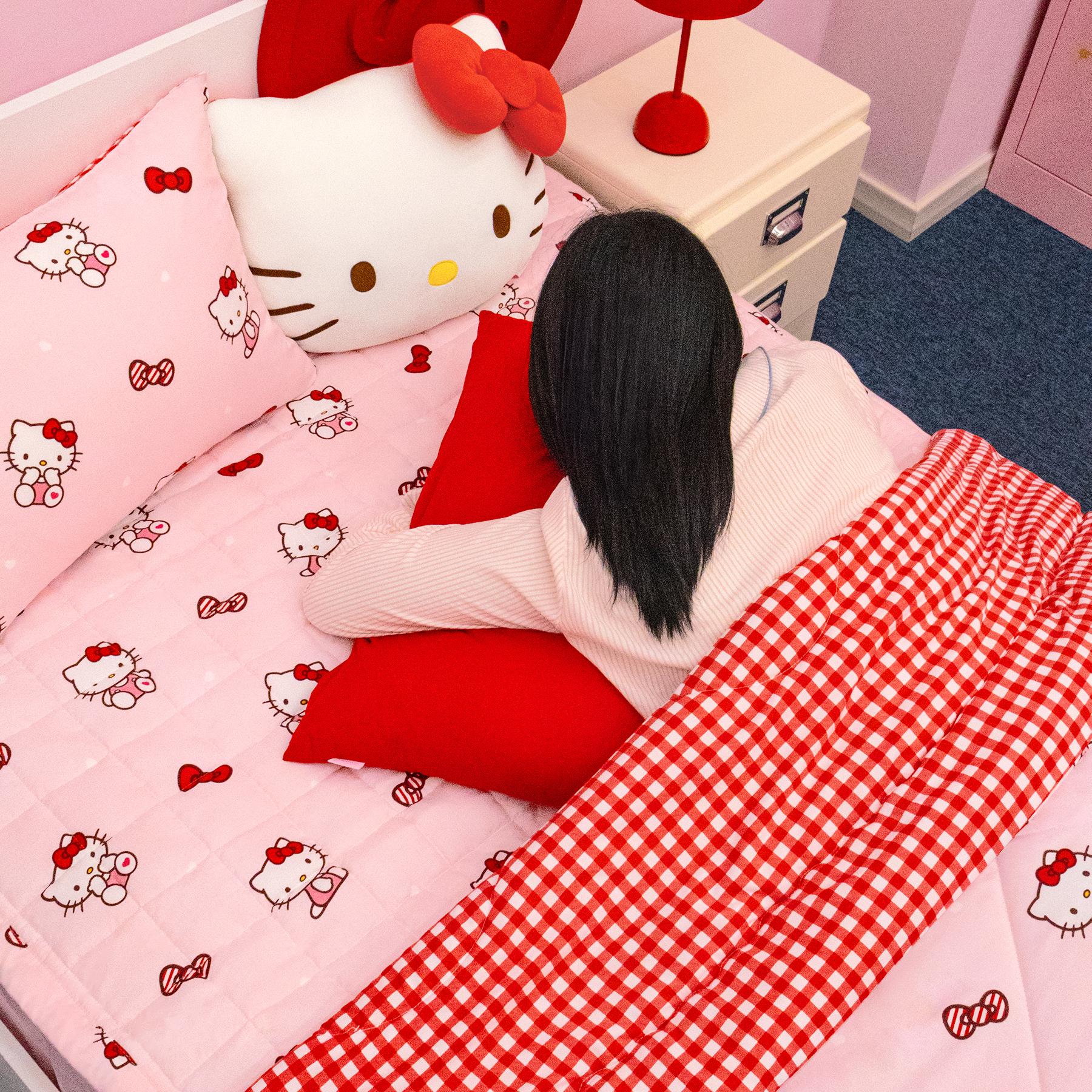 산리오 헬로키티 레드클래식 워싱침구세트+패드 SET