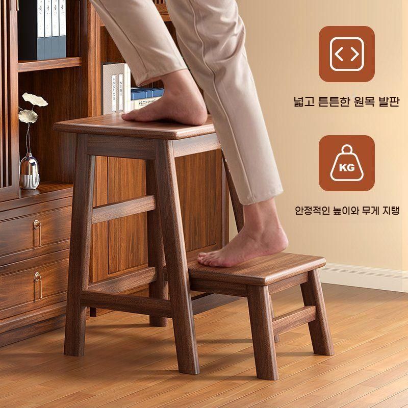 스텝 스툴 원목 접이식 사다리 의자 발판 2단 인테리어 bying24 - 상세 이미지 3