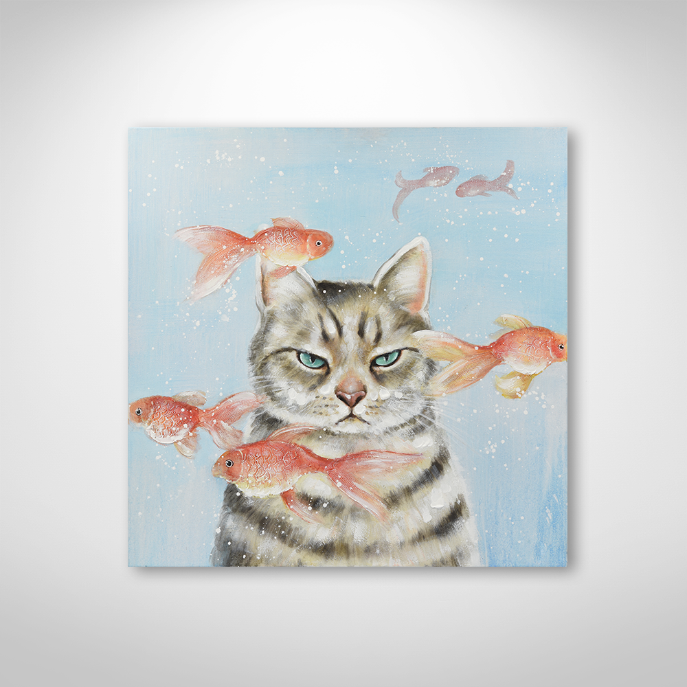 실내 인테리어 고양이 그림액자 (70cmx70cm) - 상품 이미지
