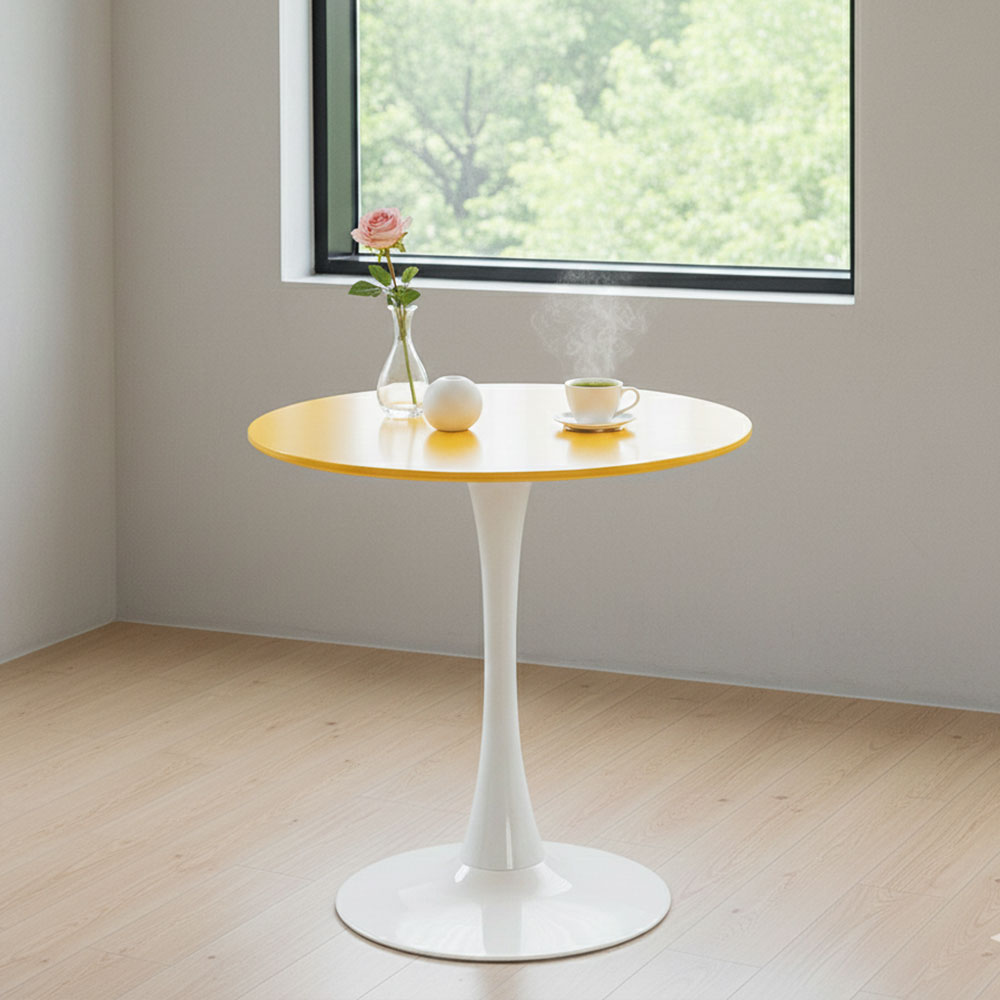 뉴 플로윙 원형테이블 화이트 옐로우엣지 카페 식탁 테이블 600