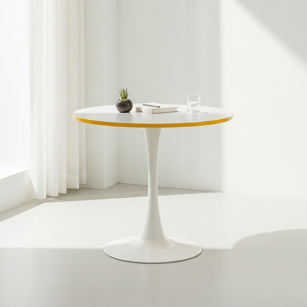 뉴 플로윙 원형테이블 화이트 옐로우엣지 카페 식탁 테이블 600