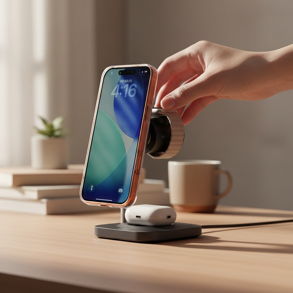 주파집 Qi2 25W 초고속 맥세이프 3in1 무선충전 스탠드 거치대 Allo-One