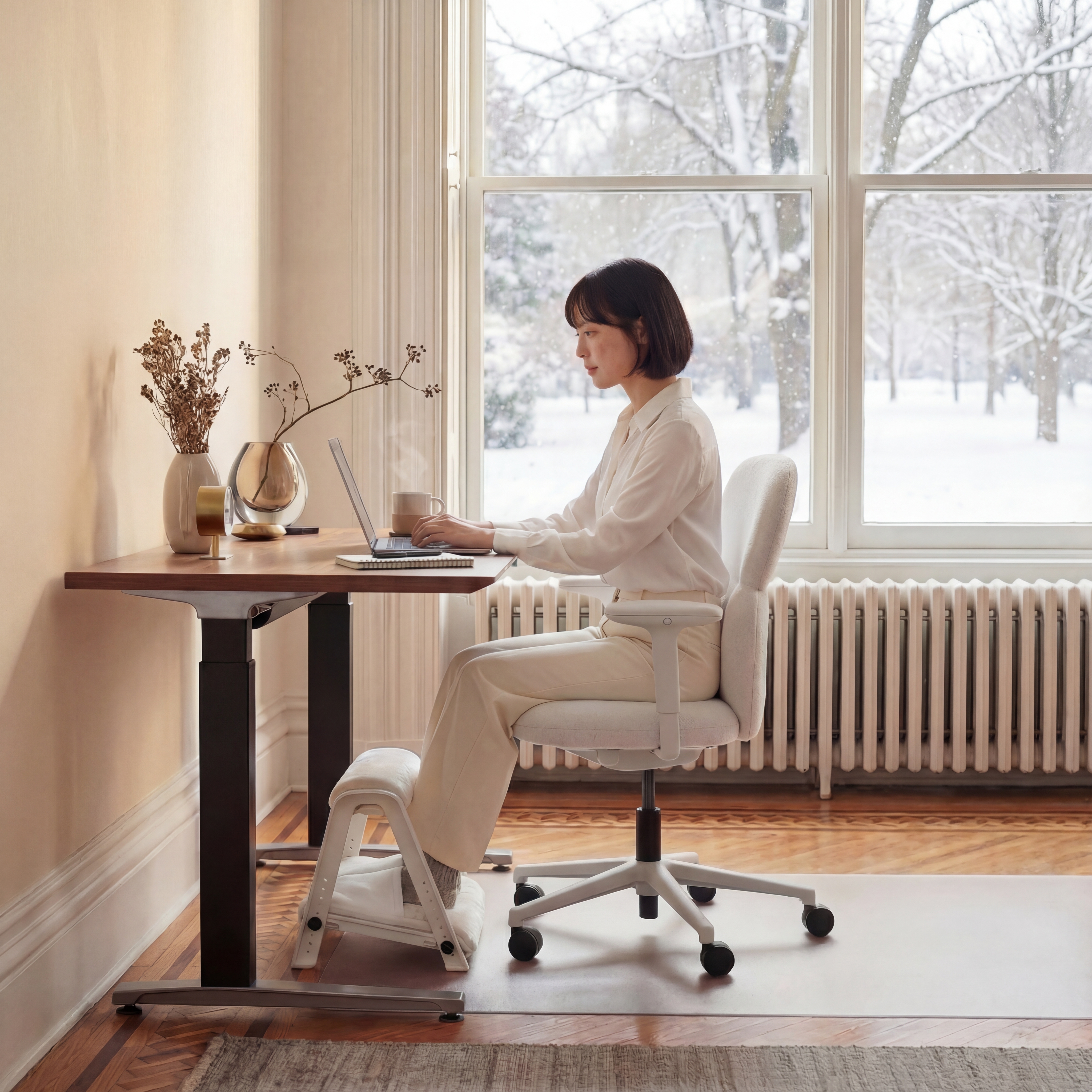 로우모 2단 발받침대 LC99 화이트 Heat + 코듀라 상단 커버