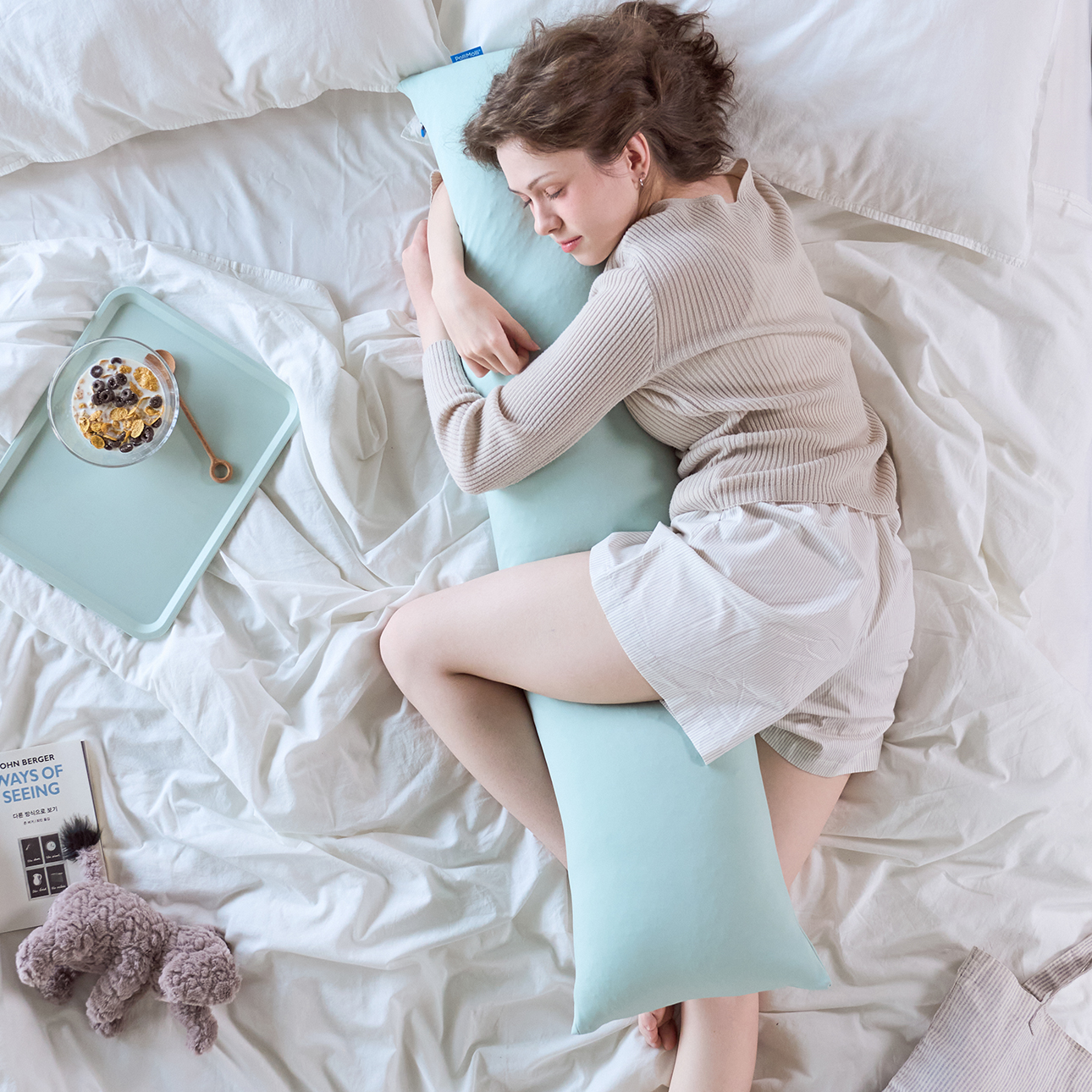 NEW 폴리몰리 휴먼핏 바디필로우 롱쿠션 임산부 죽부인 다리베개 HD EPP 파스텔민트