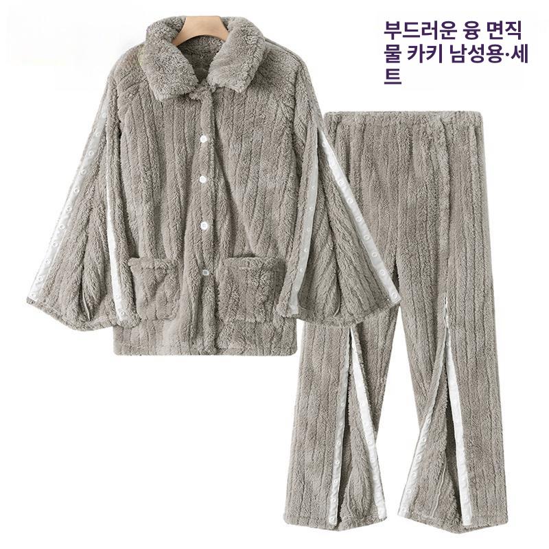 겨울요양원환자옷 찍찍이 어깨수술복 와상 전신마비 노인 간병 침대용 이지웨어 여성용 퍼플 지퍼 세트 M 이미지 6