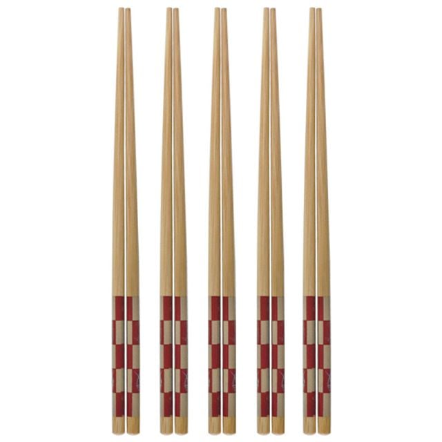 체크 대나무 젓가락 24cm 5세트 - 메인 이미지
