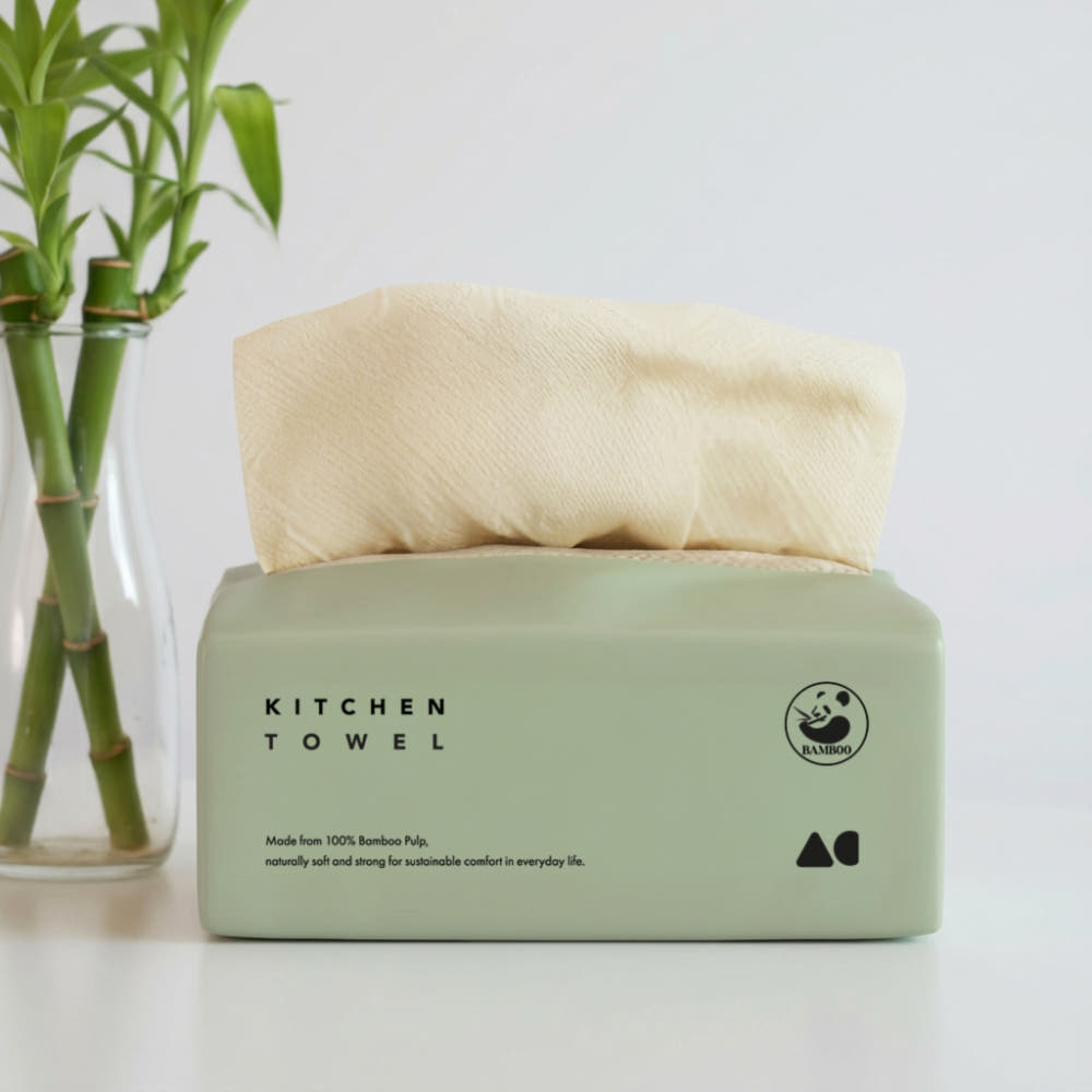 올챌린지 대나무 3겹 키친타월 그린 100매 9개입