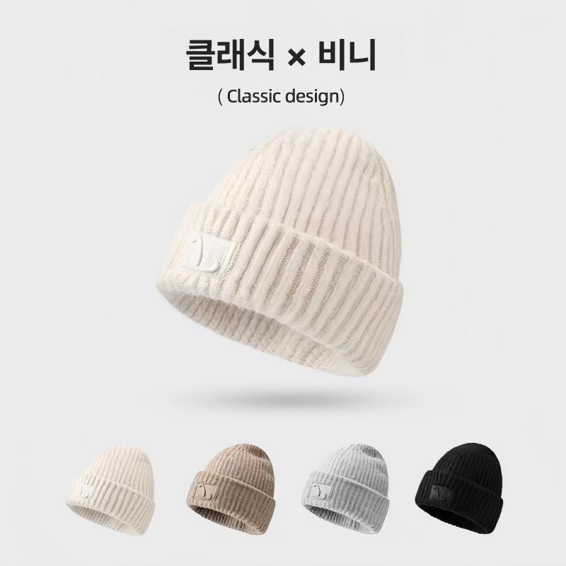 여성 대두 니트 벙거자 겨울 가을 보온 귀보호 넉넉한 착용감 - 상세 이미지 4