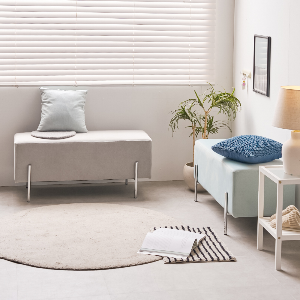 라무아 패브릭 편한 식탁벤치의자 벤치형 긴 의자 오프화이트