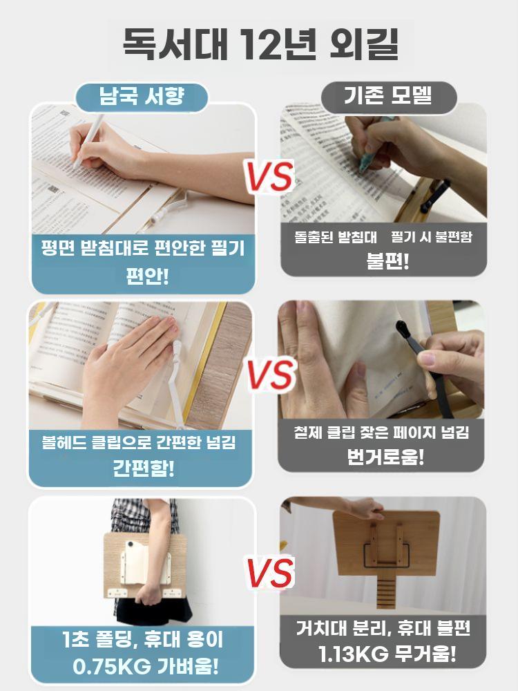 독서대 목재 접이식 각도조절 책읽기 스탠드 거치대 - 상세 이미지 4