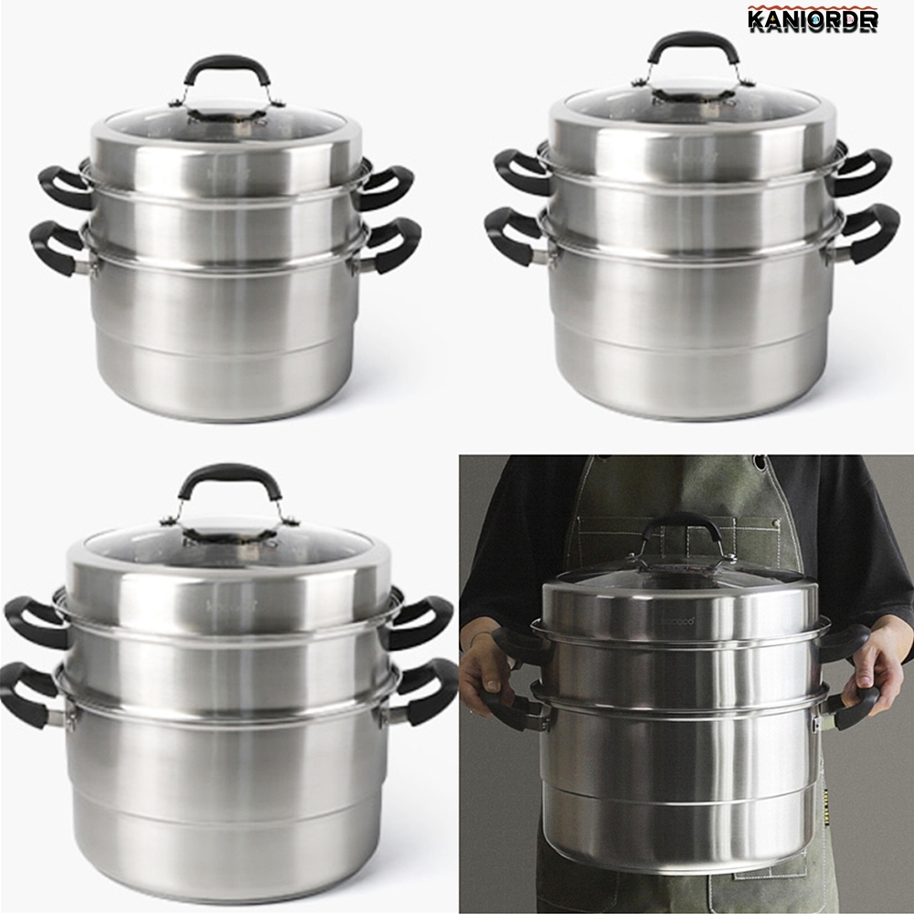 대게 찜기 2단 업소용 가정용 대형 찜솥 스텐 인덕션겸용 냄비 28cm - 상품 이미지