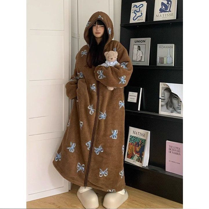 롱 후리스 입는 담요 겨울 블랭킷 전신 랩형 홈웨어 사진 색상 고품질 버전 수건 없음 - 상세 이미지 3