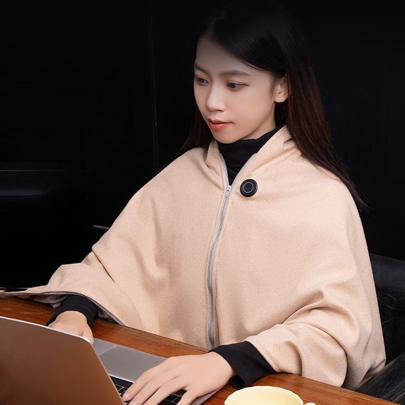 겨울 1인 전기요 USB 온열담요 숄 휴대용 발열 보온 사무실 캠핑 브라운(USB 케이블 포함) - 상세 이미지 4