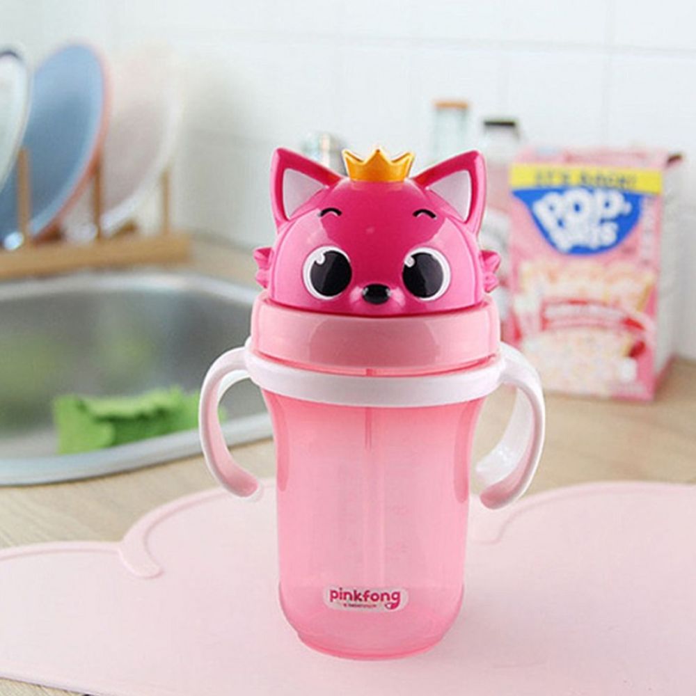 300ml 양손물통 핑크퐁빨대물통 핑크퐁빨대물병 아기 - 상품 이미지