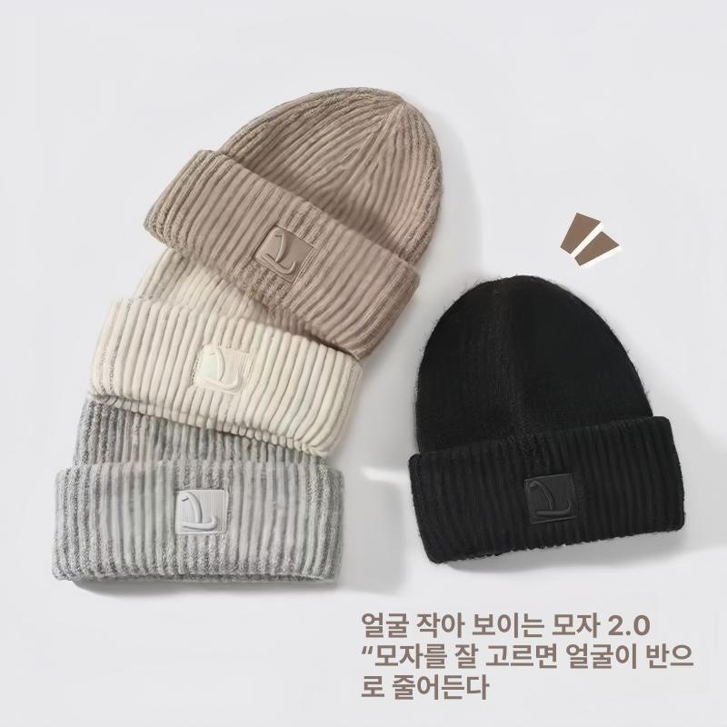여성 대두 니트 벙거자 겨울 가을 보온 귀보호 넉넉한 착용감 - 상세 이미지 3