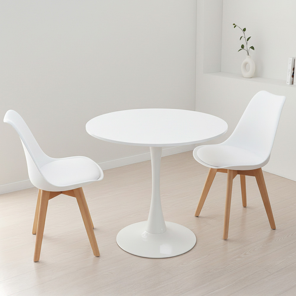 뉴 플로윙 X 도도 화이트 원형 카페 식탁 테이블 세트 600