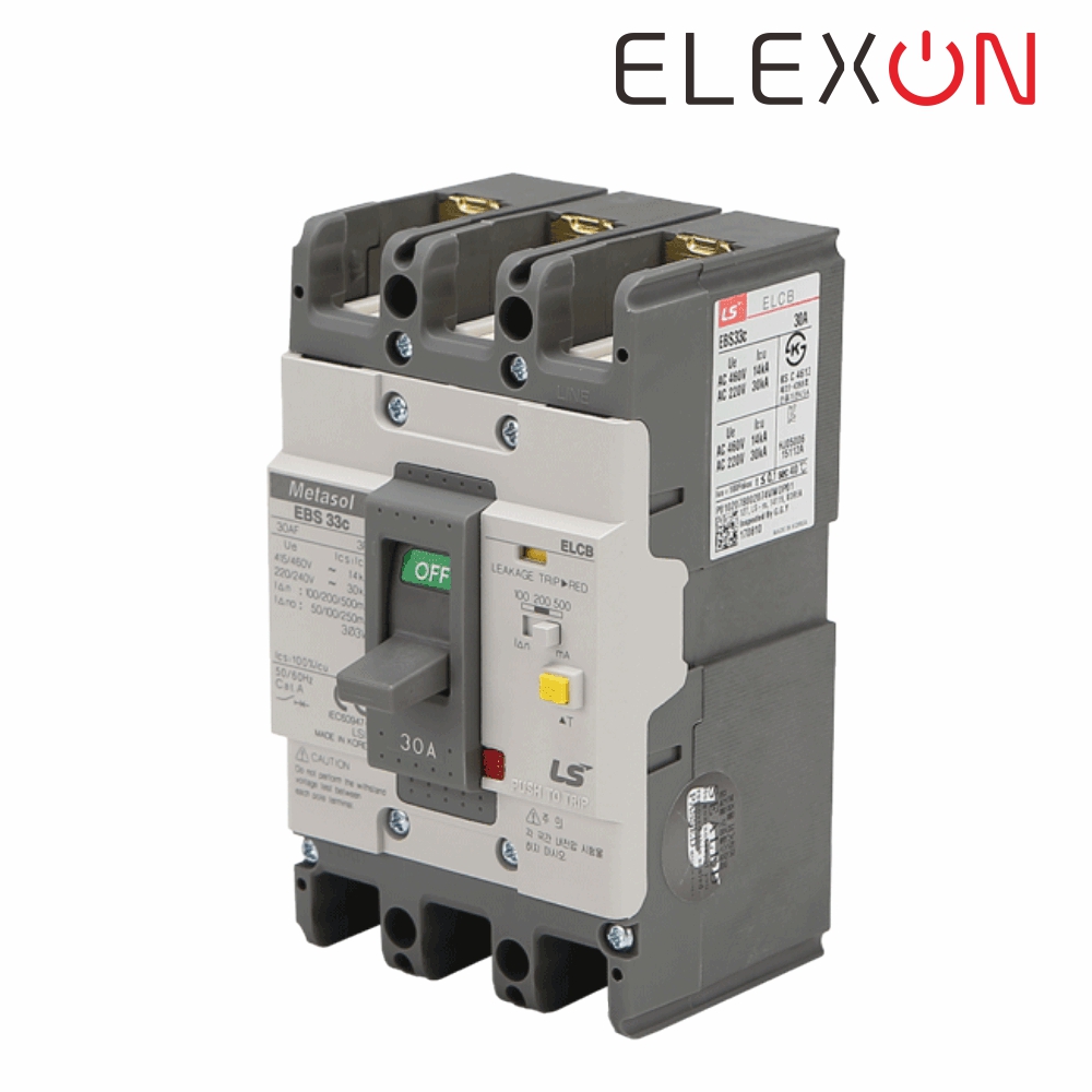 LS 산업용 ELCB 누전차단기 EBS 33C 3P 30A 30kA 분전함 LS일렉트릭 - 상세 이미지 2