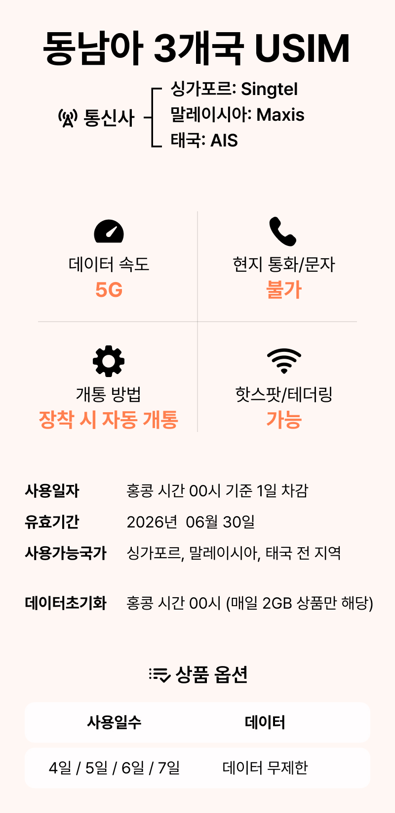 싱가포르 발리 코타키나발루 말레이시아 인도네시아유심 싱텔 7일3GB 유심칩구매 로밍전화