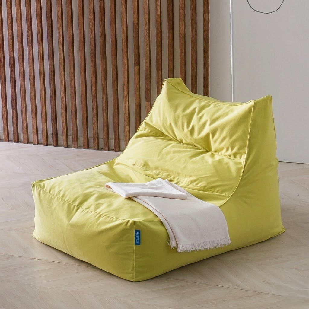 폴리몰리 607C 1인용 대형 빈백 소파 순면 코튼, 라임 (메시속커버,선택안함)
